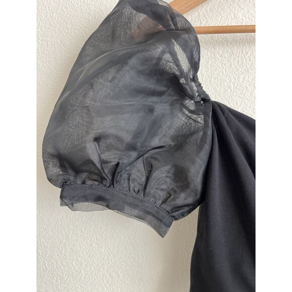 Lovers & Friends Sofi Top Blouse Sheer Sweetheart bow Black Size Medium NEW - Picture 5 of 7